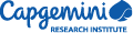 The Capgemini Research Institute logo features the word “Capgemini" in a blue cursive font with a blue spade-shaped symbol above the words "Research Institute" in uppercase letters. Description generated by AI