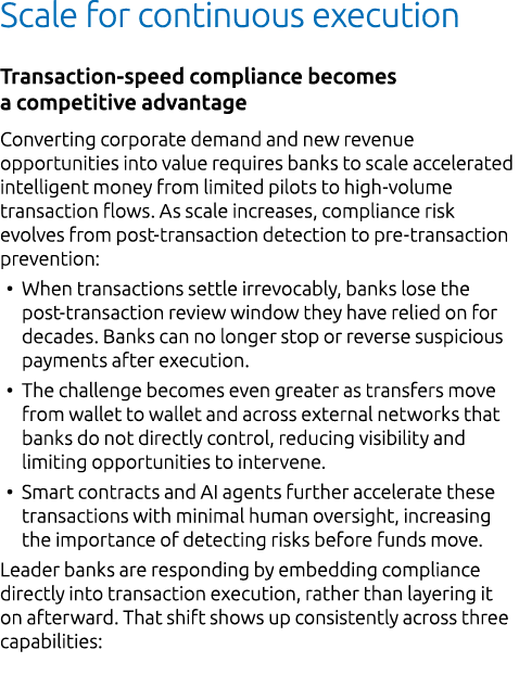Scale for continuous execution Transaction speed compliance becomes a competitive advantage Converting corporate dema...