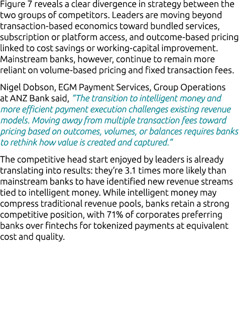 Figure 7 reveals a clear divergence in strategy between the two groups of competitors. Leaders are moving beyond tran...