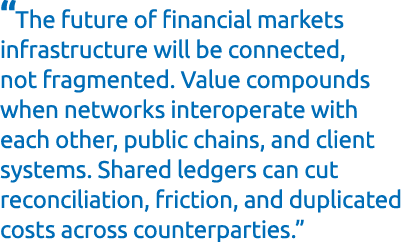 “The future of financial markets infrastructure will be connected, not fragmented. Value compounds when networks inte...